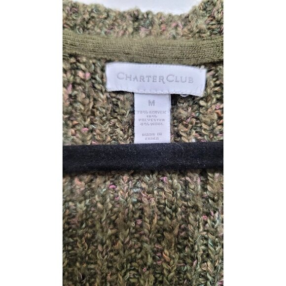 Charter Club Womens Green Button-Up Knit Short Sleeve Cardigan Sweater Vest size - Picture 7 of 8
